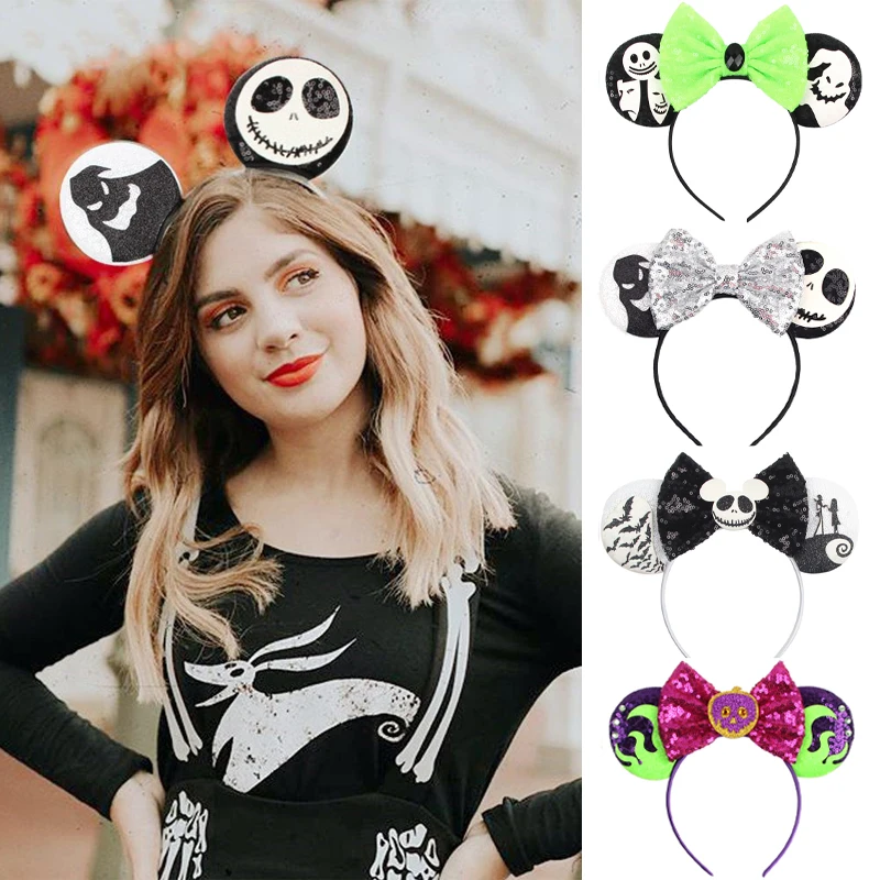 Top Trends: 2023 NEW Halloween Mouse Ears Headband For Girls Women Sequin 5&quot; Hair Bow DIY Hair Accessories Festival Party Cosplay Hairband Shoppable Styles