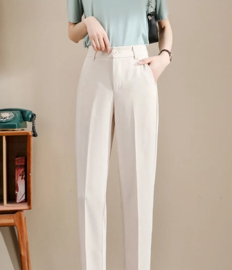 Top Trends: Clothing Work Womens Pants Tailoring Trousers Woman Pencil Office With Pockets Solid Harem Elastic Cotton High Quality Slacks G Shoppable Styles