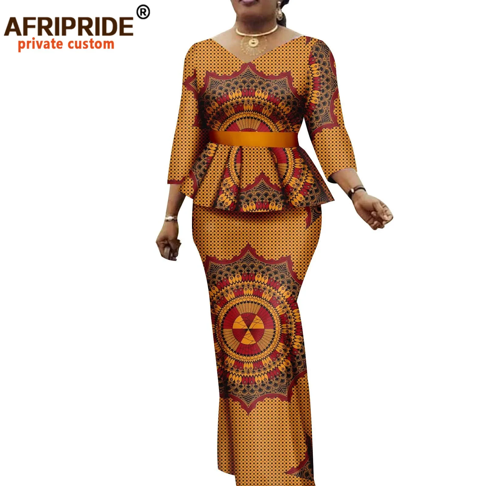 Top Trends: African Clothes For Women Crop Tops And Maxi Skirts 2 Piece Set Vintage Traditional Outfits Ankara Attire With Belt A2226010 Shoppable Styles