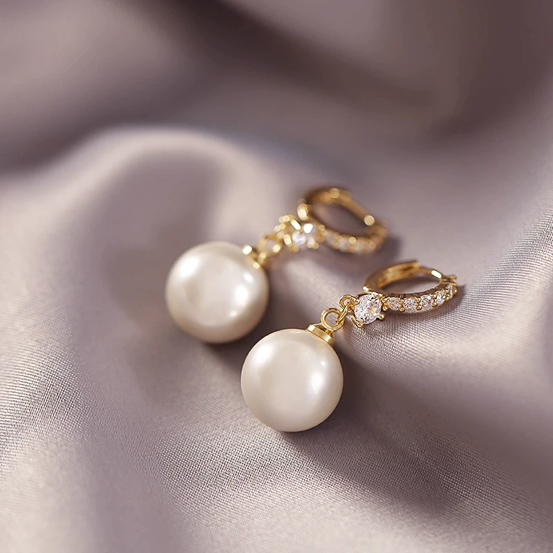 Top Trends: Elegant Lady's Pearl Pendant Earrings Korean Fashion Jewelry Party Student Girl's Simple Accessories Sweet Earrings For Woman Shoppable Styles - Image 5