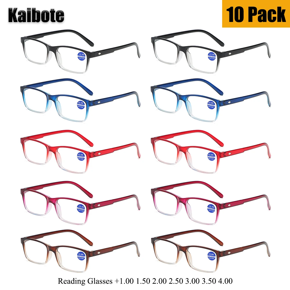 Top Trends: 10 Pack Cheap Anti Blue-Ray Reading Glass A Lot For Men Women Plastic Gradient Color Frame Computer Presbyopic Eyeglasses Unisex Shoppable Styles