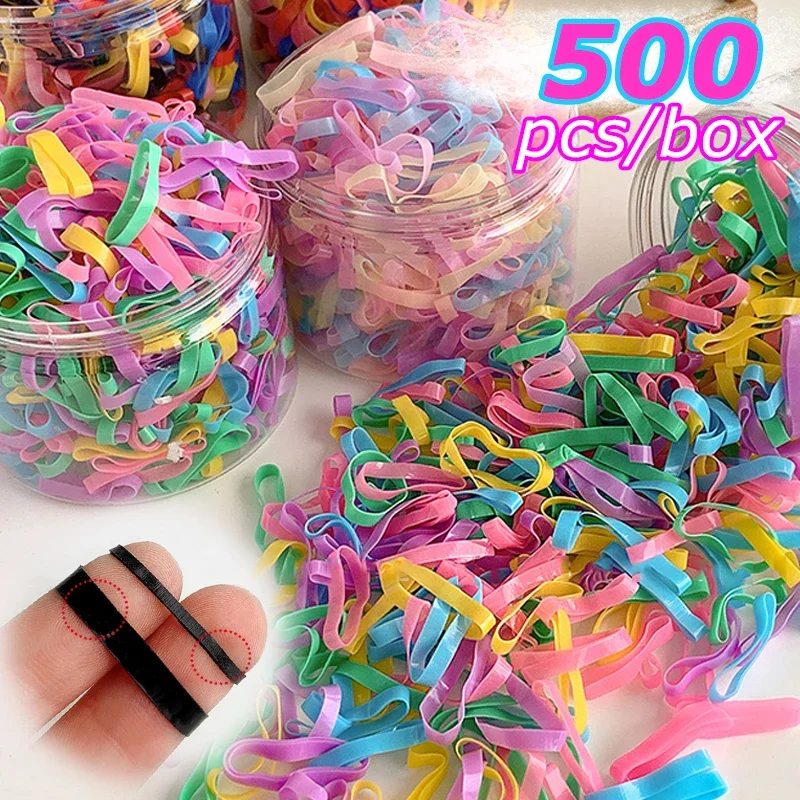 Top Trends: 500pcs / box High Elasticity Thicken Disposable Rubber Bands Girls Pigtail Holder Hair Ties Colorful Hair Band Hair Accessories Shoppable Styles