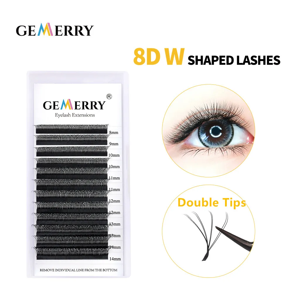 Top Trends: Gemerry 4D / 8D W Lashes Two Tips W Shape Eyelashes Extension Premade Volume Fan 8-15mm Soft Cilios Fake Eyelashe Supplies Natural Shoppable Styles