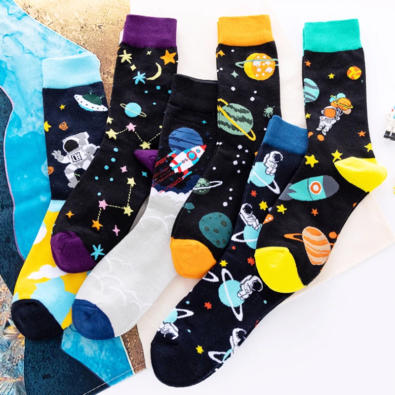 Top Trends: 1 Pair New Creative Cartoon Trendy Socks Starry Sky Anime Trendy Brand Socks Men's Street Harajuku Trendy Socks Shoppable Styles