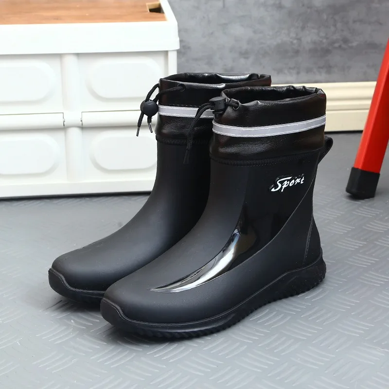 Top Trends: Black Men's Shoes Fashion Mens Rain Boots 2023 New Anti-slip Wear-resistant Outdoor Fishing Waterproof Shoe Zapatos Para Hombres Shoppable Styles