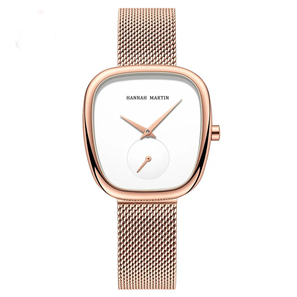 Top Trends: New Stainless Steel Milanese Mesh Belt Quartz Watch Creative Two Needles And A Half Barrel Type Design Waterproof Ladies Watches Shoppable Styles