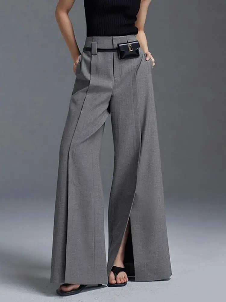 Top Trends: Freeacy Women&#039;s Formal Suit Pants High Waisted Wide Leg Floor-length Split Trousers For Office Ladies Daily Commuter Bottoms Shoppable Styles