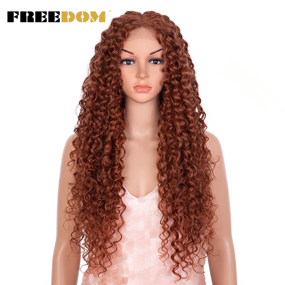 Top Trends: FREEDOM Synthetic Lace Front Wig Long Kinky Curly Lace Wig 30 Inch Ombre Blonde Ginger Lace Wigs For Black Women Cosplay Wigs Shoppable Styles