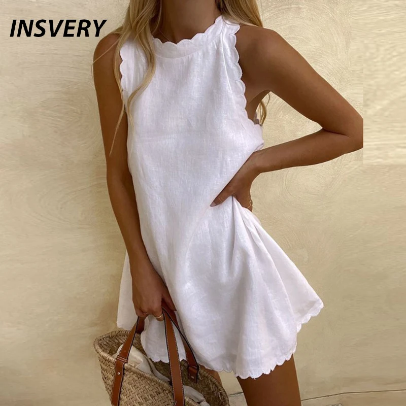 Top Trends: Women Summer Dress Loose Solid Sleeveless Party Mini Dresses For Women Elegant Loose Beach Party Female Dress Vestidos 2022 Shoppable Styles