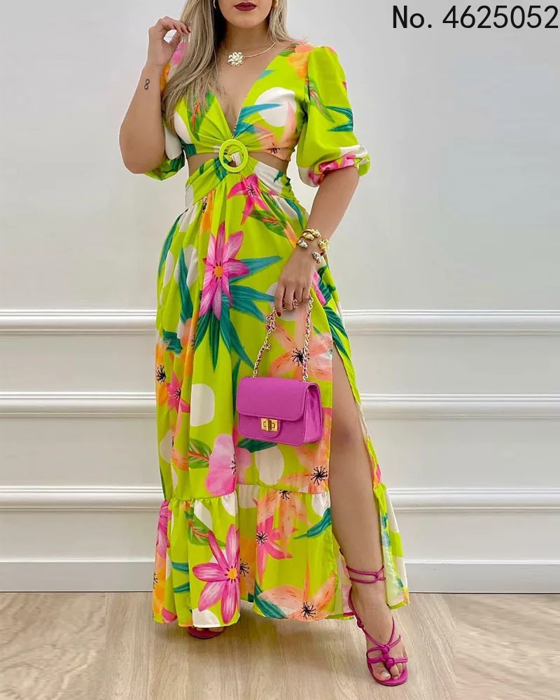 Top Trends: 2023 African Dresses For Women Summer Long Maxi Dress V-neck Sexy Fashion Print Short Sleeve Dress Africa Clothing Shoppable Styles