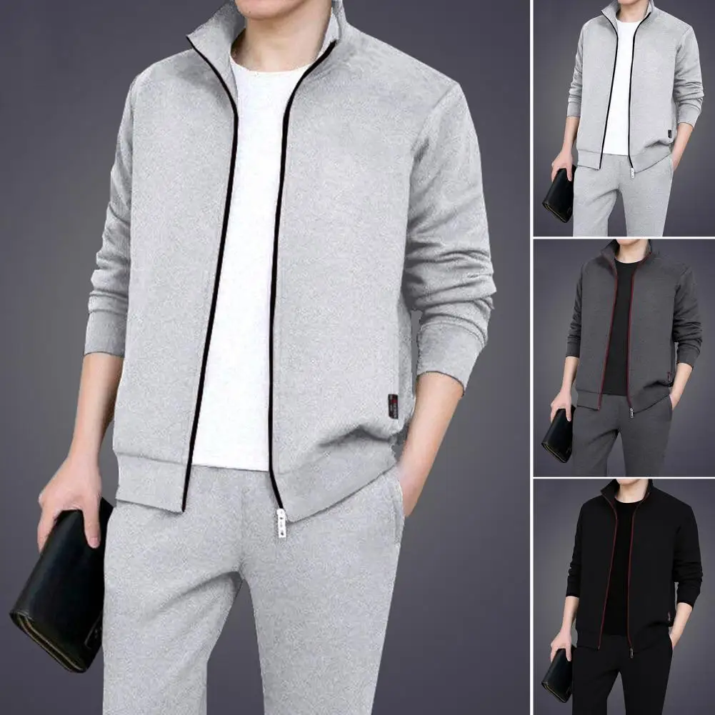 Top Trends: Mens Casual Tracksuits Sportswear Coat Trousers Two Piece Sets Male Fashion Solid Jogging Suit Men Outfits Gym Jacket Pants Set Shoppable Styles