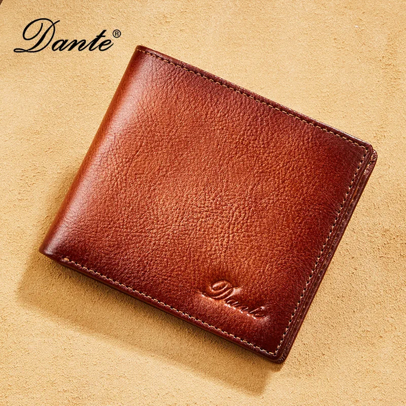 Top Trends: Dante 2023 Men&#039;s Leather Wallets RFID Anti-theft Brush Short Clips 100% Head Layer Cowhide Retro Casual Vertical Purse Money Bag Shoppable Styles