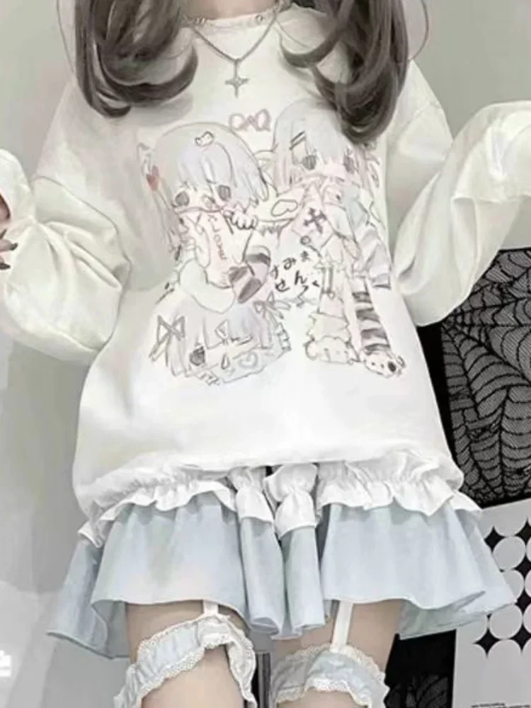 Top Trends: Deeptown Y2k Japanese Harajuku Anime White Hoodie Kawaii Cute Cartoon Streetwear School Student Sweatshirt Long Sleeve Tops 2023 Shoppable Styles