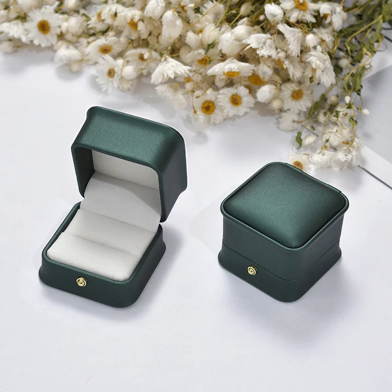 Top Trends: Ring Box Couple Proposal Ring Boxes PU Leather Jewelry Gift Case Ring Earrings Jewelry Display For Wedding Engagement Shoppable Styles