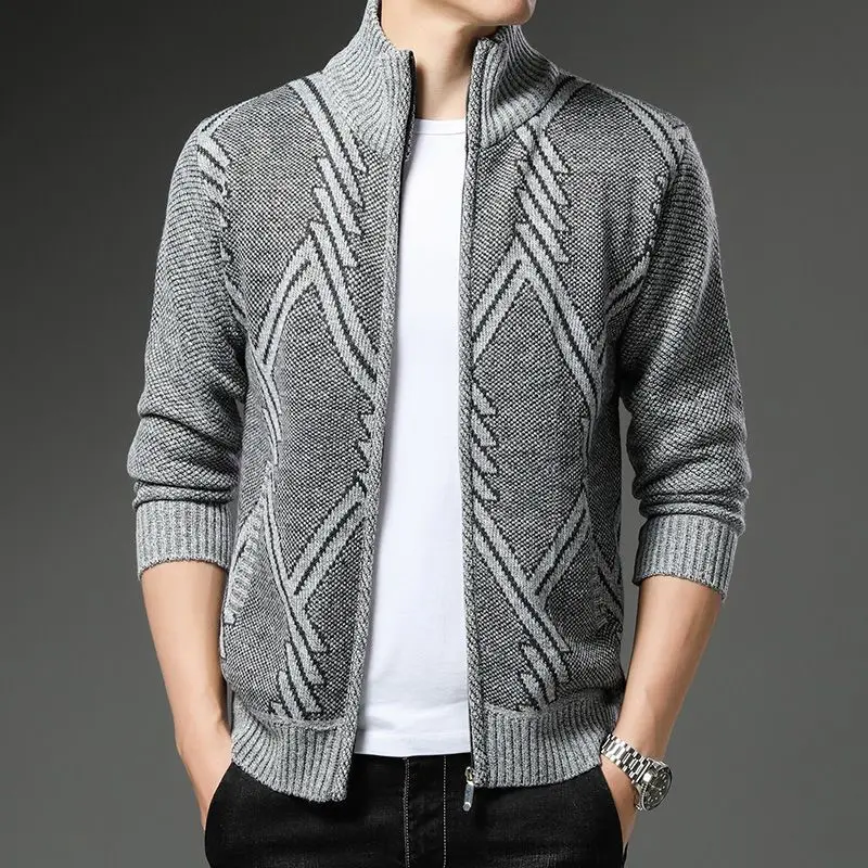 Top Trends: Fashion Stand Collar Zipper Loose All-match Cardigan Sweaters Men's Clothing 2023 Autumn Winter Oversized Knitted Casual Tops Shoppable Styles