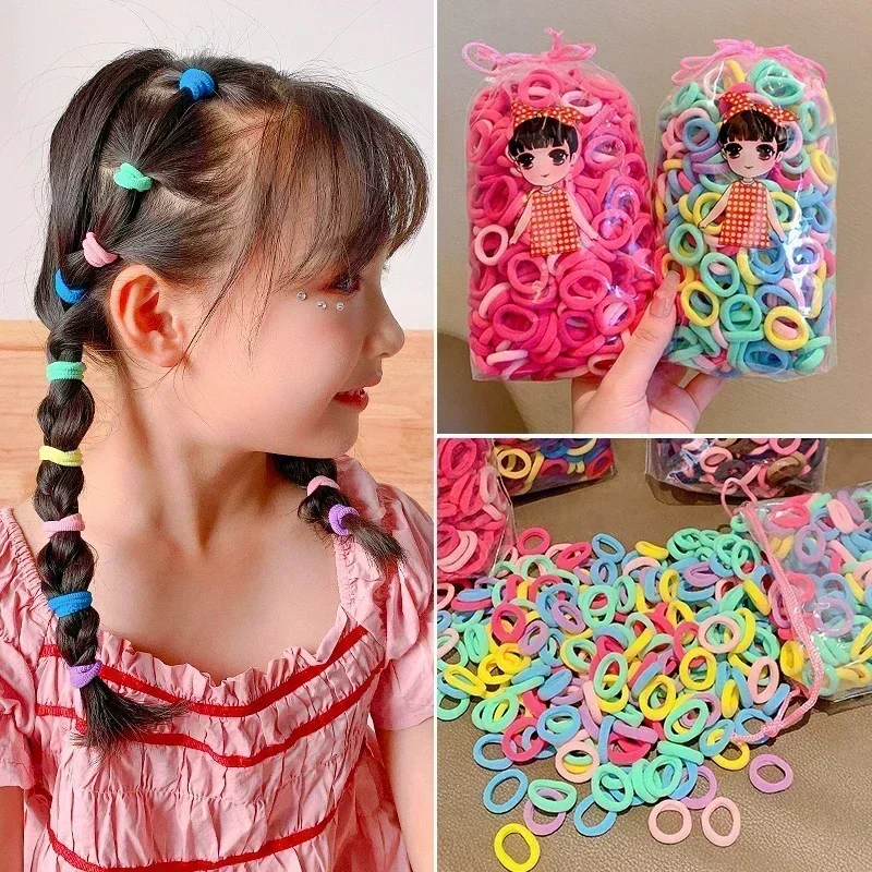 Top Trends: 500 / 100PCS Women Girls Colorful Hair Bands Nylon Elastic Rubber Hair Accessories Ponytail Small Hair Tie Scrunchies Headband Shoppable Styles - Image 4