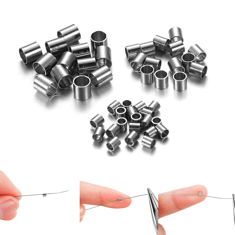 Top Trends: 120-150Pcs / lot 1.5-4.0mm Stopper Spacer Crimp Tube Beads Crimp End Beads Connectors For DIY Jewelry Making Accessories Supplies Shoppable Styles