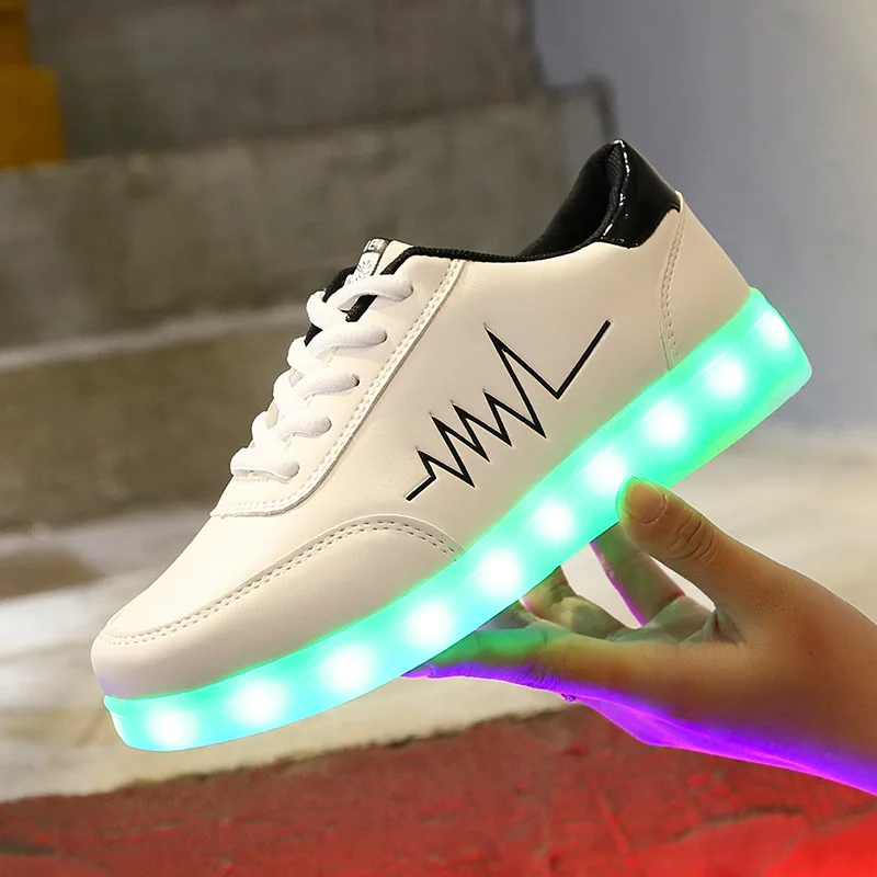 Top Trends: 34-44 Men LED Glowing Sneakers For Women USB Charger Luminous Shoes Children Casual Shoes For Girls Boys Rubber Soles Sandals Shoppable Styles