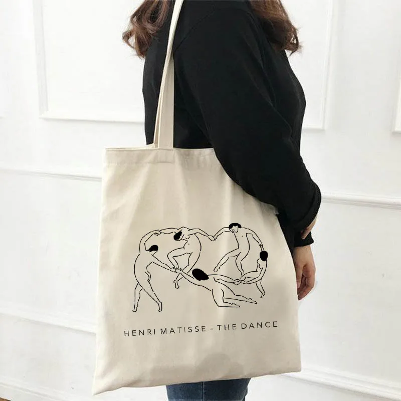 Top Trends: Summer Fashion Matisse Cartoon Art New Canvas Bag Fun Large Capacity Ulzzang Ins Women's Vintage Casual Fashion Shoulder Bags Shoppable Styles