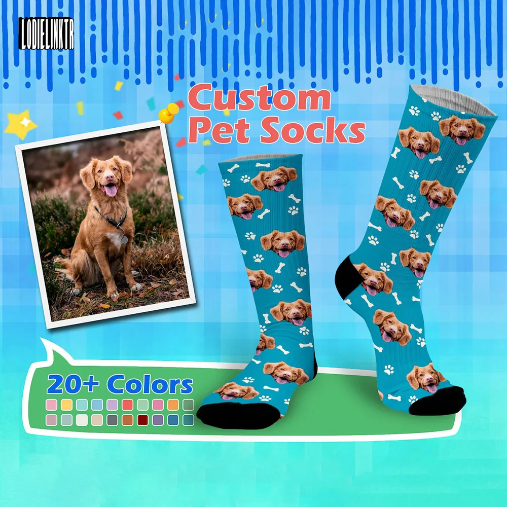 Top Trends: 3D Printing Custom Personality Socks For Men Women Funny Pet Cat Fishbone Puppy Customized Photo Love Text Logo Cotton Socks Shoppable Styles