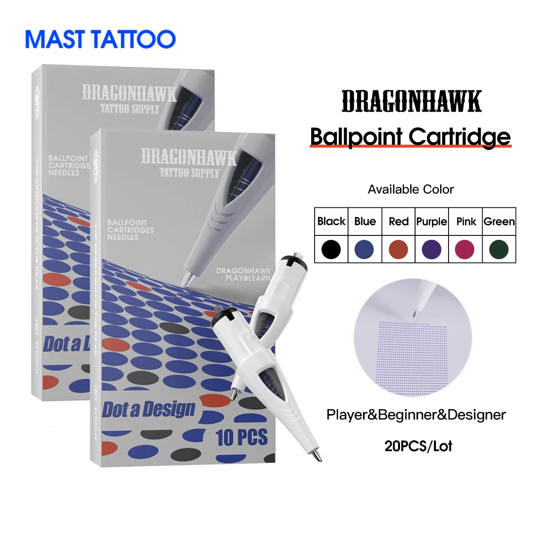 Top Trends: Dragonhawk Ballpoint Tattoo Cartridge Needles For Player&amp;Beginner&amp;Designer Drawing Practice Tattoo Refill Multicolor Stippling Shoppable Styles