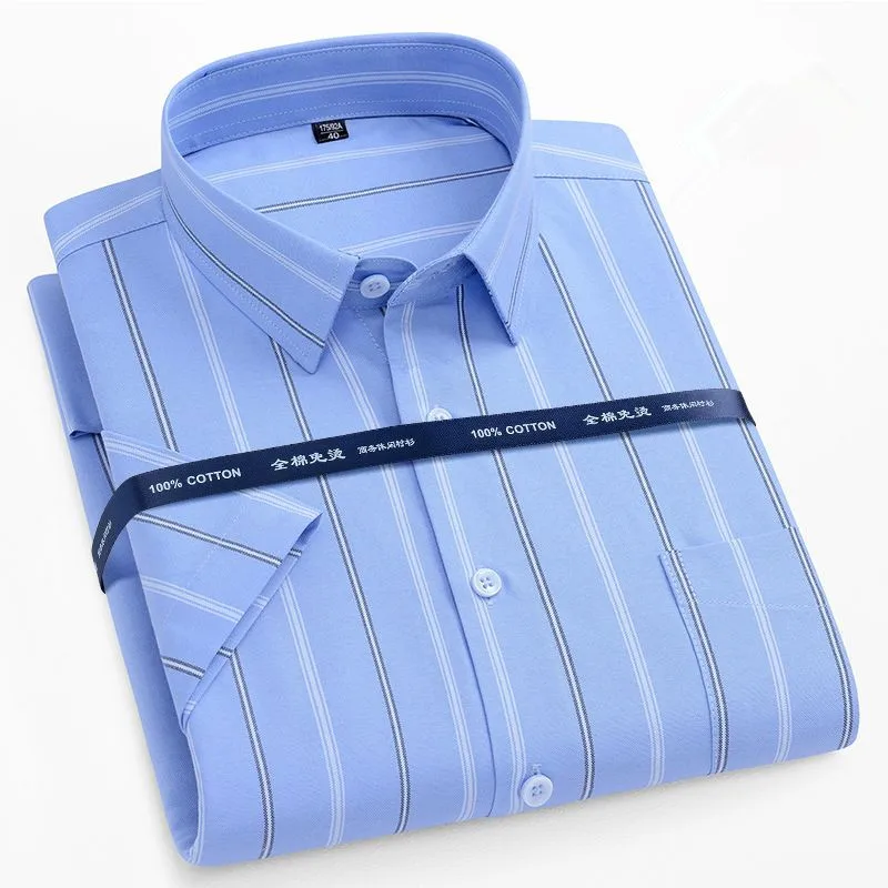 Top Trends: Plus 11XL 10XL 9XL 8XL 7XL Summer Shirt For Mens 100% Oxford Cotton Short Sleeve Stripe Solid Casual Business Slim Fit Buttoned Shoppable Styles - Image 2