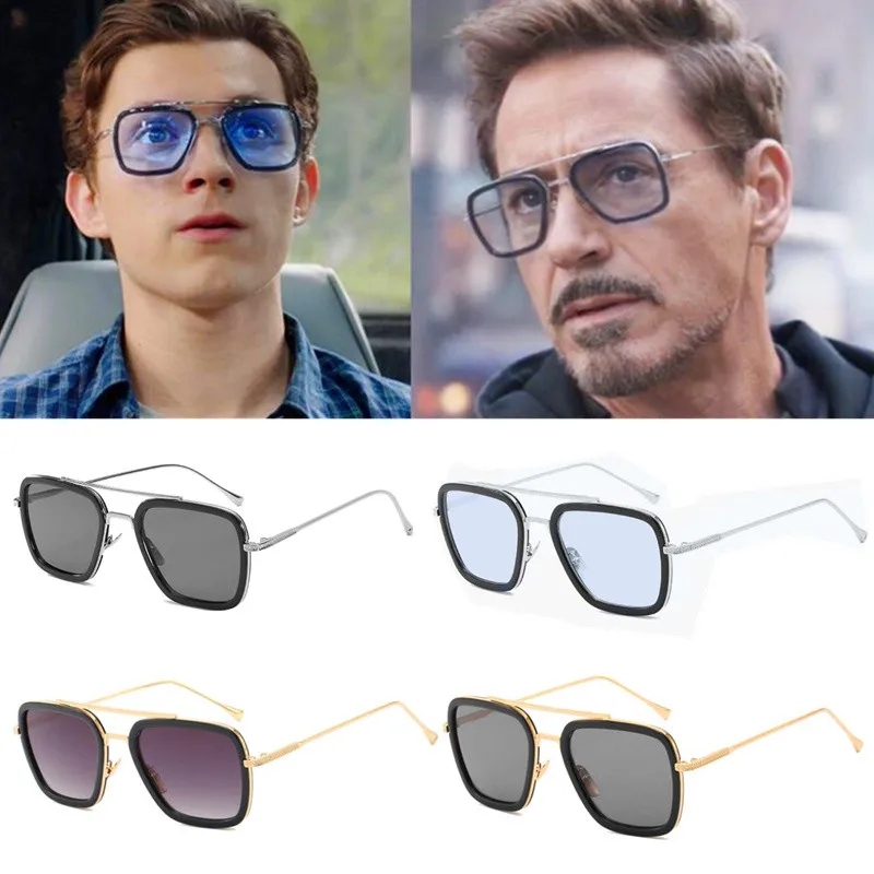 Top Trends: Luxury Square Sunglasses Men Women Sunglasses Tony Stark Glasses Fashion Steampunk Male Goggles Outdoor Sun Protection Glasses Shoppable Styles