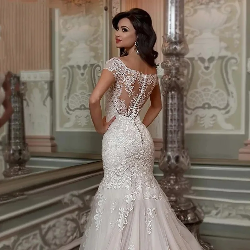 chinese dress ladies Sparkly Lace Bateau Mermaid Long Sleeve Wedding Dress PW251 main image 0
