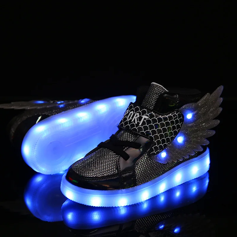 Top Trends: New Boys & Girls Children LED Shoes Fashion Lighted Sports Casual Kids Sneakers With Wings Size 27-37 Shoppable Styles