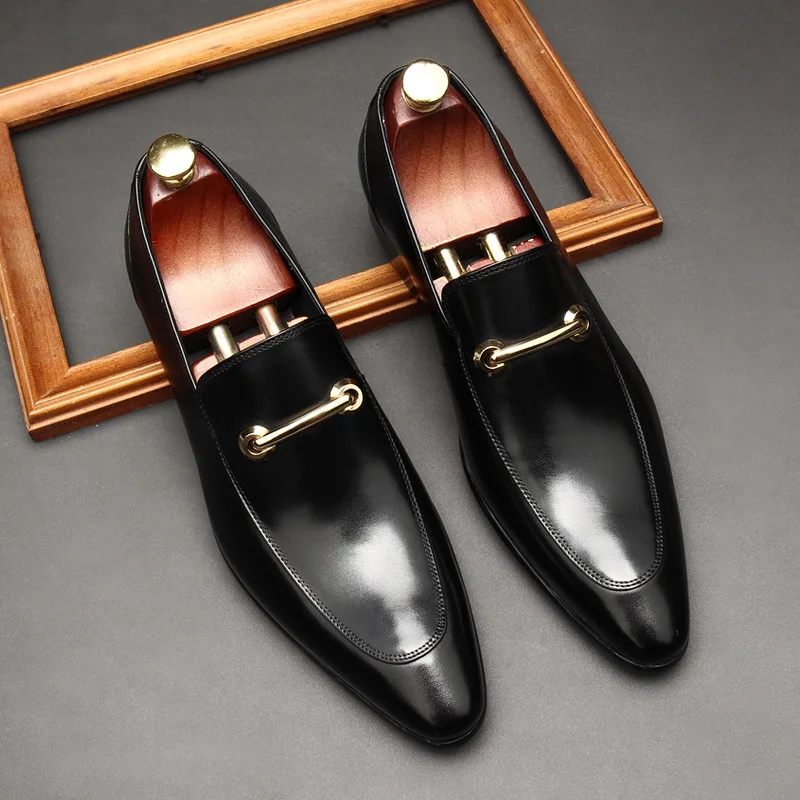 Top Trends: Luxury Men&#039;s Loafers Genuine Leather Spring Formal Shoes Black Brown Slip On Men Dress Shoe Wedding Party Office Casual Shoe Men Shoppable Styles