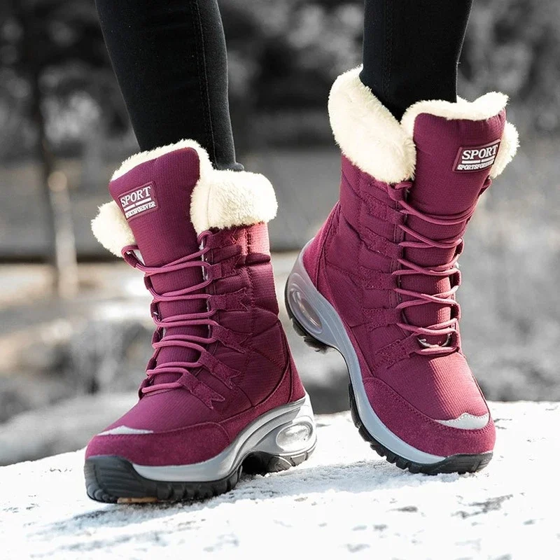 Top Trends: New Winter Women Boots High Quality Keep Warm Mid-Calf Snow Boots Women Lace-up Comfortable Ladies Boots Chaussures Femme Shoppable Styles