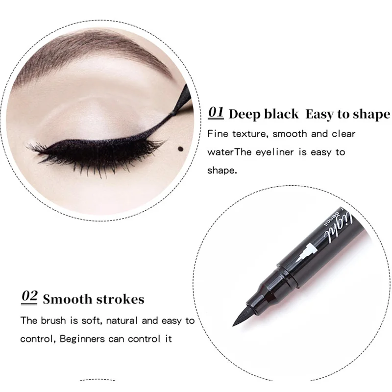 Top Trends: Double Head Triangle Star Heart Smile Liquid Eyeliner Pen Black Red Stamp Makeup Seal Eyeliner Pencil Waterproof Cosmetic Shoppable Styles - Image 3