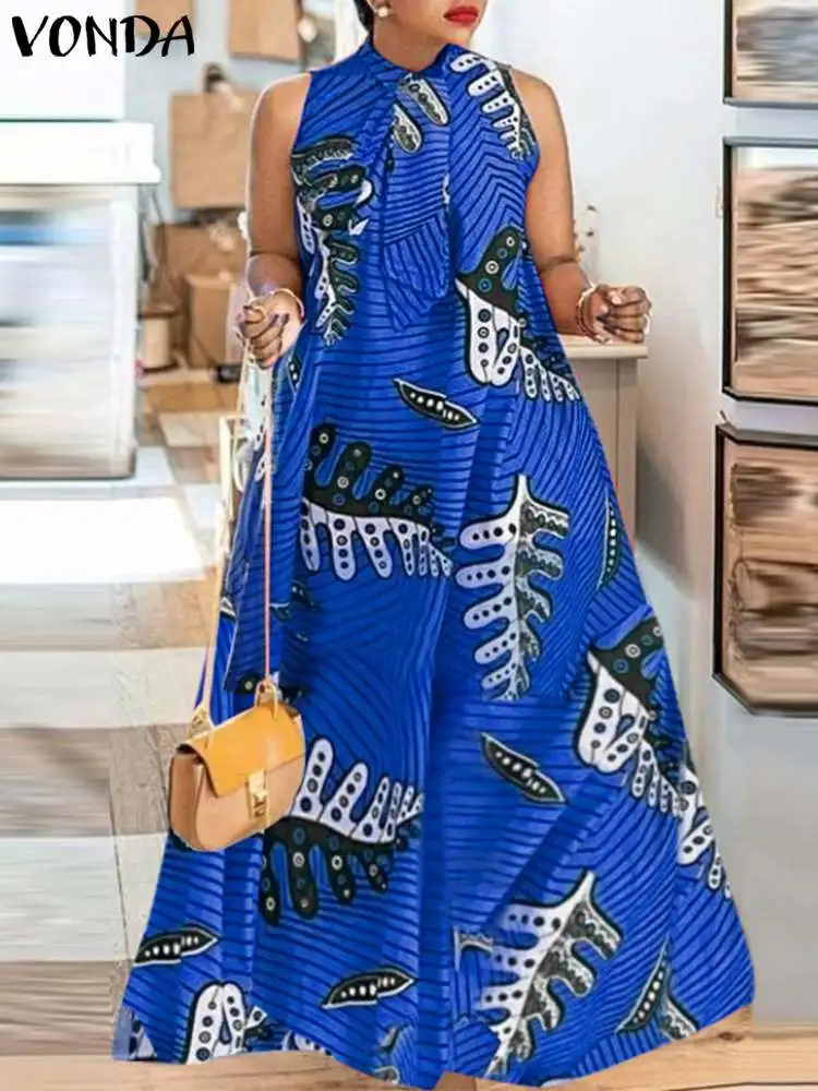 Top Trends: VONDA Women Sleeveless Dress 2023 Fashion Bohemian Printed Party Sundress Summer Maxi Long Robe Holiday Beach Vestidos Femininas Shoppable Styles