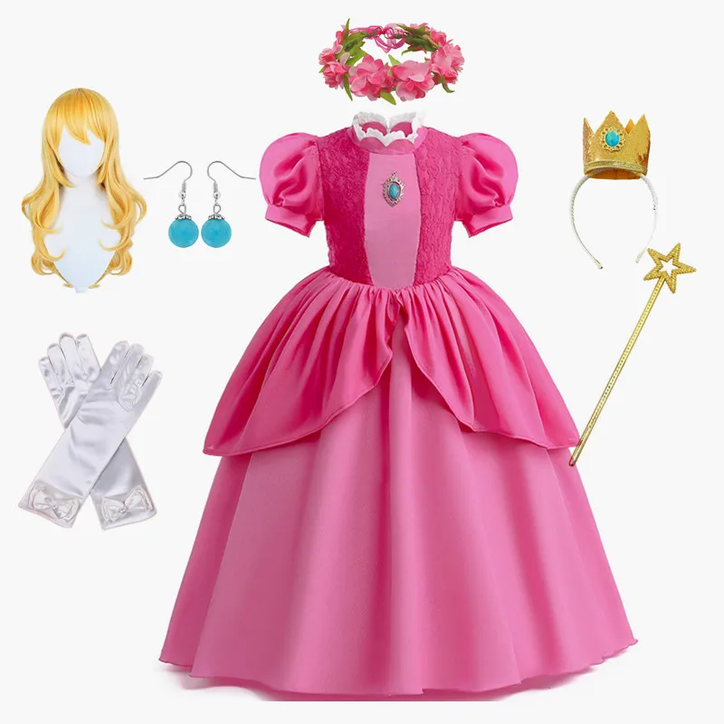 Top Trends: Peach Princess Cosplay Dress Girl Game Role Playing Costume Birthday Party Stage Performace Bodysuit Kids Carnival Fancy Gowns Shoppable Styles