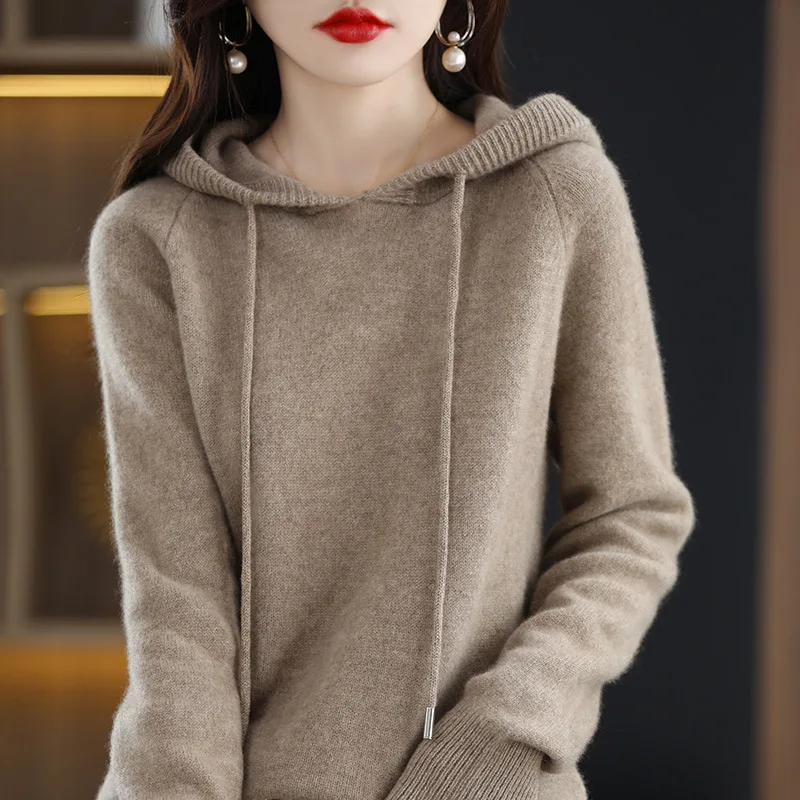 Top Trends: YSZWDBLX Women Pullover Sweater Hooded Jumper Korean Loose Solid Long Sleeve Casual Autumn Winter Thick Warm Knitted Sweaters Shoppable Styles