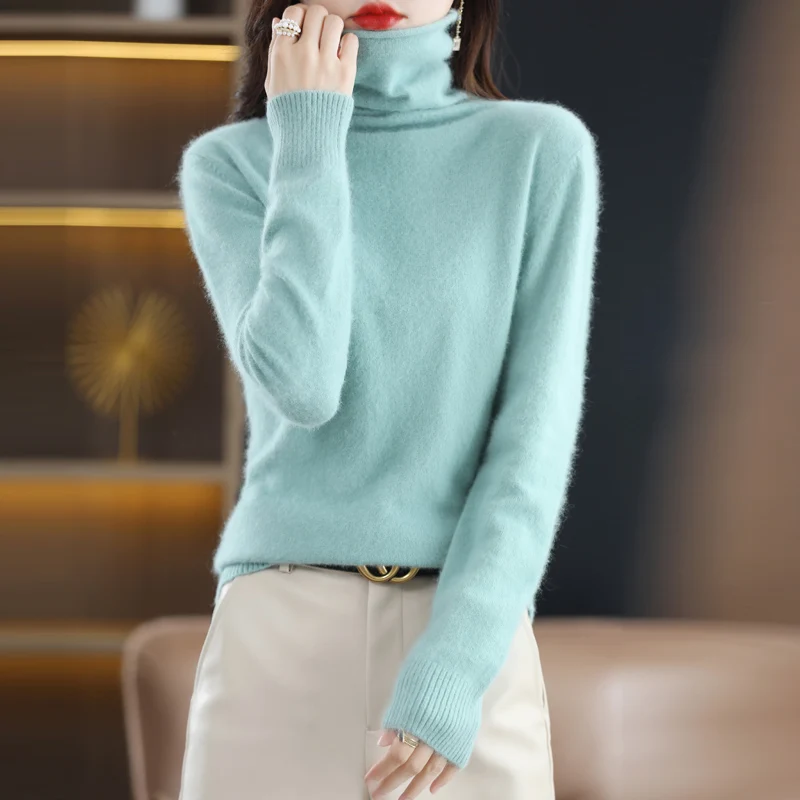 Top Trends: Autumn And Winter Women's High Collar Versatile Pullover 100 Mink Cashmere Sweater Knitted Soft Fashion Quality Women's Clothing Shoppable Styles