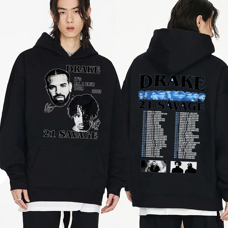 Top Trends: Rapper Drake 21 Savage Graphic Hoodie 2023 Tour Hip Hop Oversized Sweatshirt Men Hip Hop 90s Vintage Hoodies Pullover Streetwear Shoppable Styles