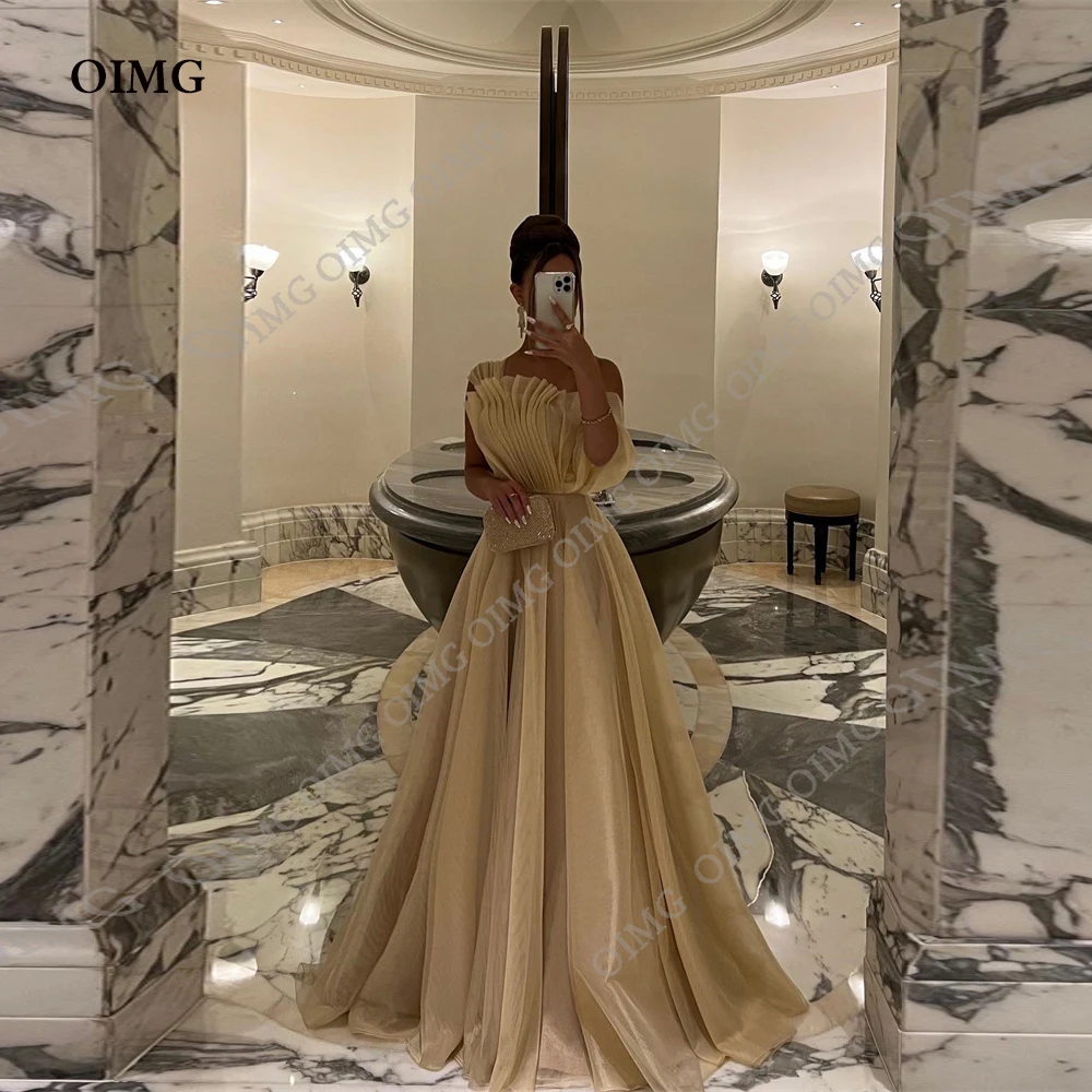 Top Trends: OIMG Dusty Gold Evening Dress 2024 Party Gown Elegant Formal Dresses Vintage Off Shoulder Custom Made Vestidos Elegantes Shoppable Styles