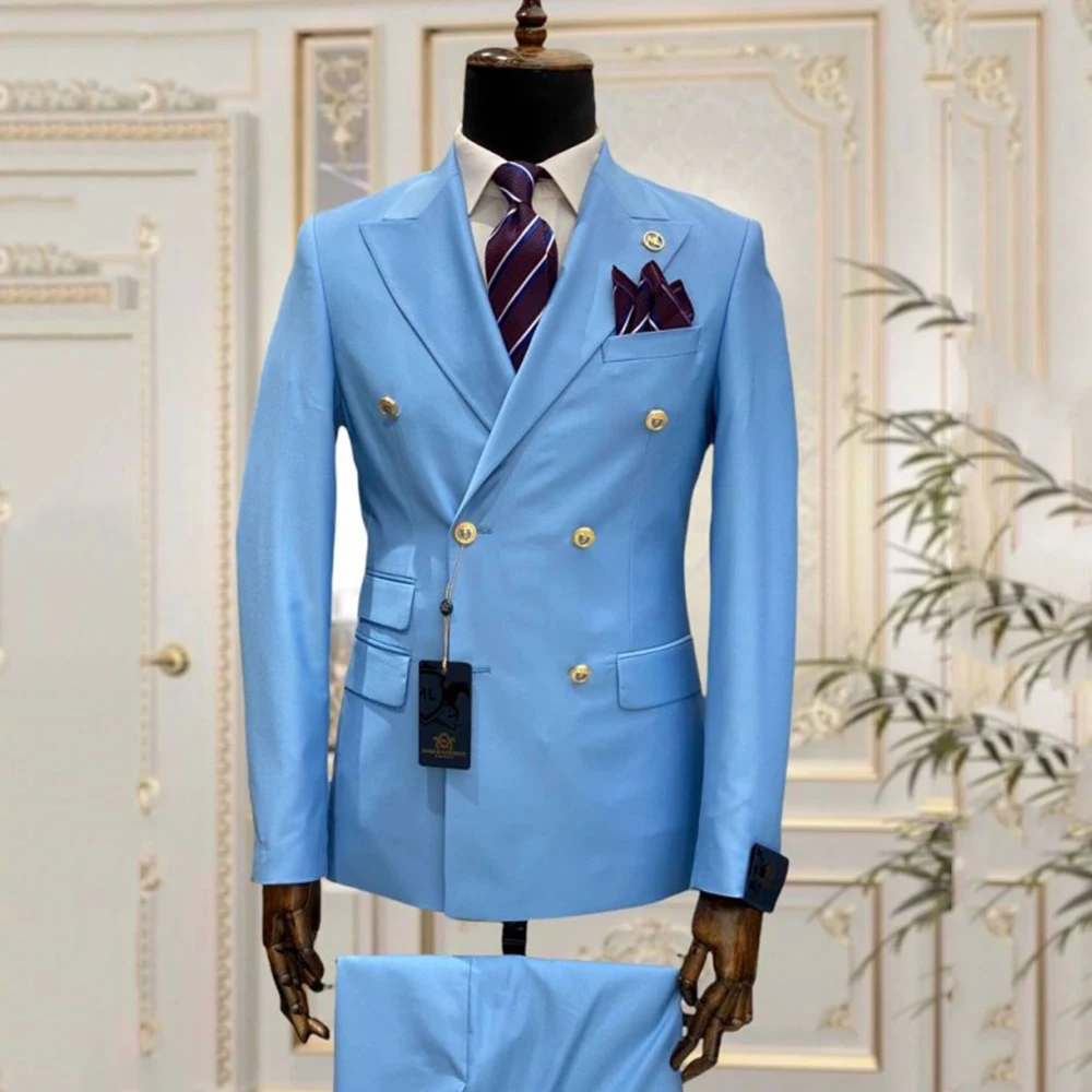 Top Trends: Slim Fit Male Suits 2 Pieces Peak Lapel Double Breasted Wedding Tuxedos Groom Business Wear Best Man (Blazer+ Vest) Costume Homme Shoppable Styles