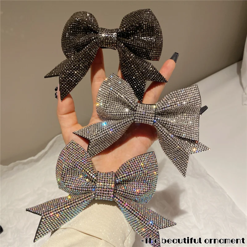 Top Trends: New Luxury Shiny Bow Hair Clips For Women Rhinestone Crystal Spring Clip Hair Pins Barrettes Ponytail Holder Hair Accessories Shoppable Styles