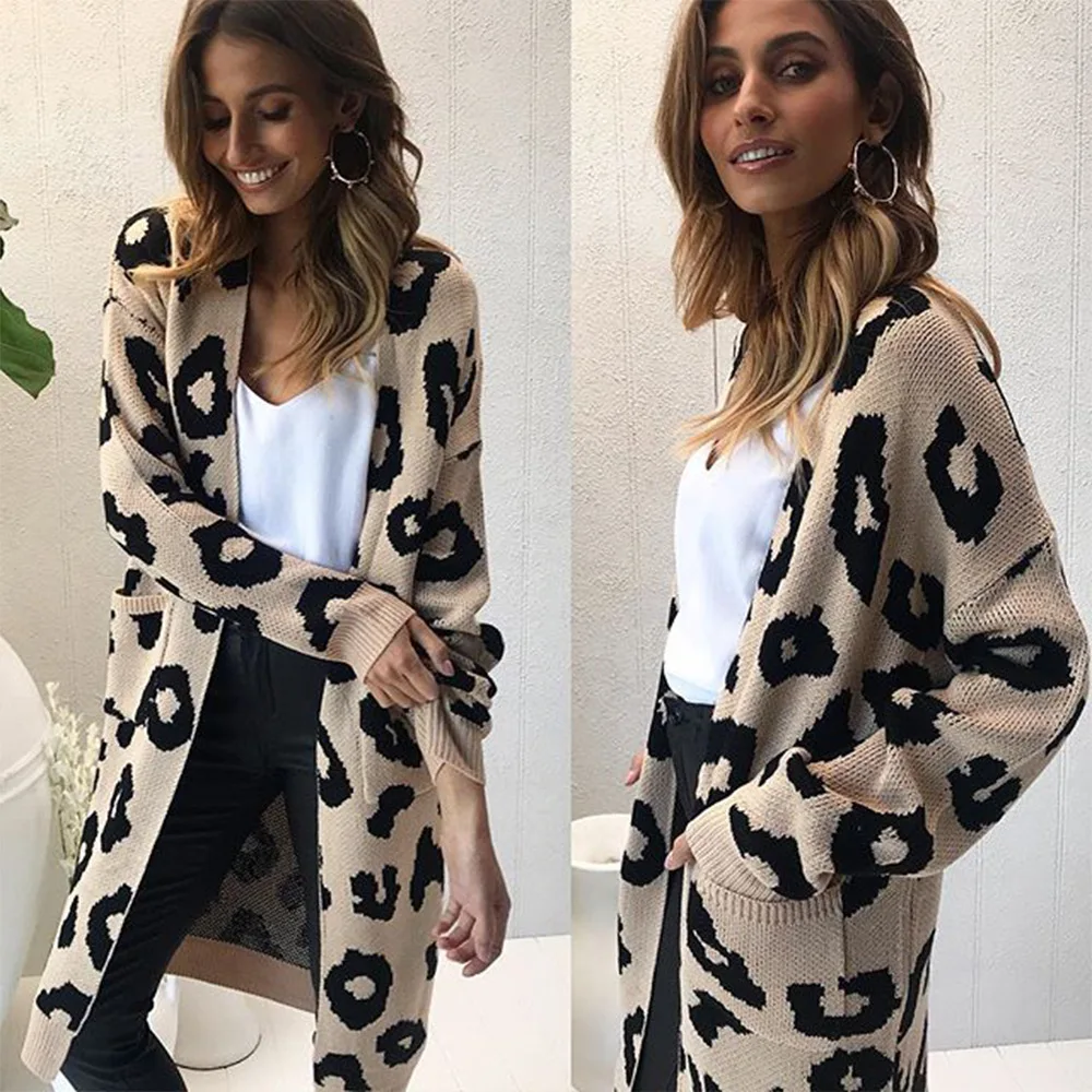 Top Trends: Women Clothes New Autumn Winter Fashion Knitting Spot Leopard Knit Coat Cardigan Women Sweater Women Clothes Shoppable Styles