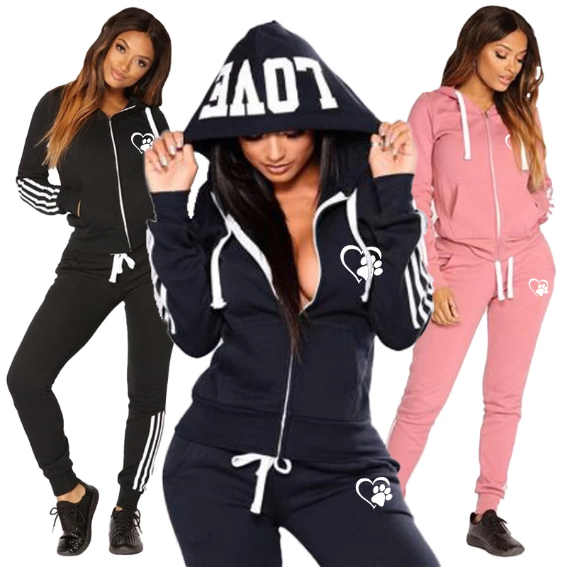 Top Trends: Women&#039;s Striped Sportswear 2-piece Set Fashion Casual Long Sleeved Full Zippered Sweater And Pants Sportswear Set Shoppable Styles