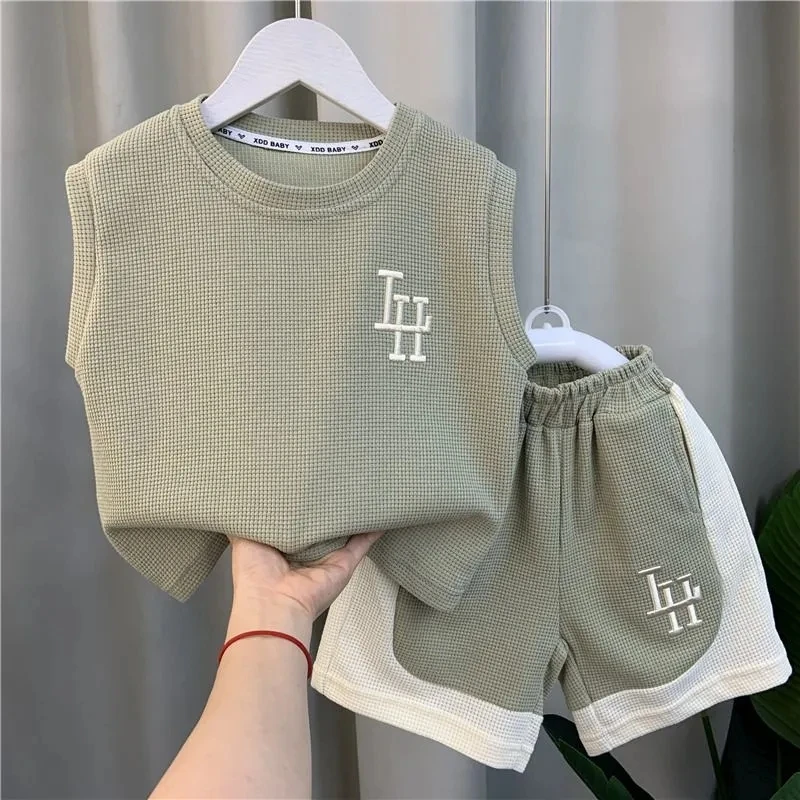 Top Trends: Children's Summer Boys' Tank Top Set 2023 New Baby Sleeveless Clothes Children's Cool And Handsome Two Piece Set Shoppable Styles - Image 2