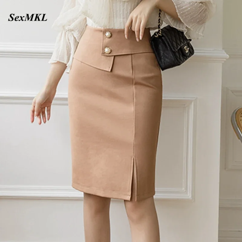 Top Trends: Oversized Pencil Black Skirts Women 2023 Korean Fashion Clothing Elegant High Wiast Bodycon Skirt Sexy Office Midi Mujer Faldas Shoppable Styles