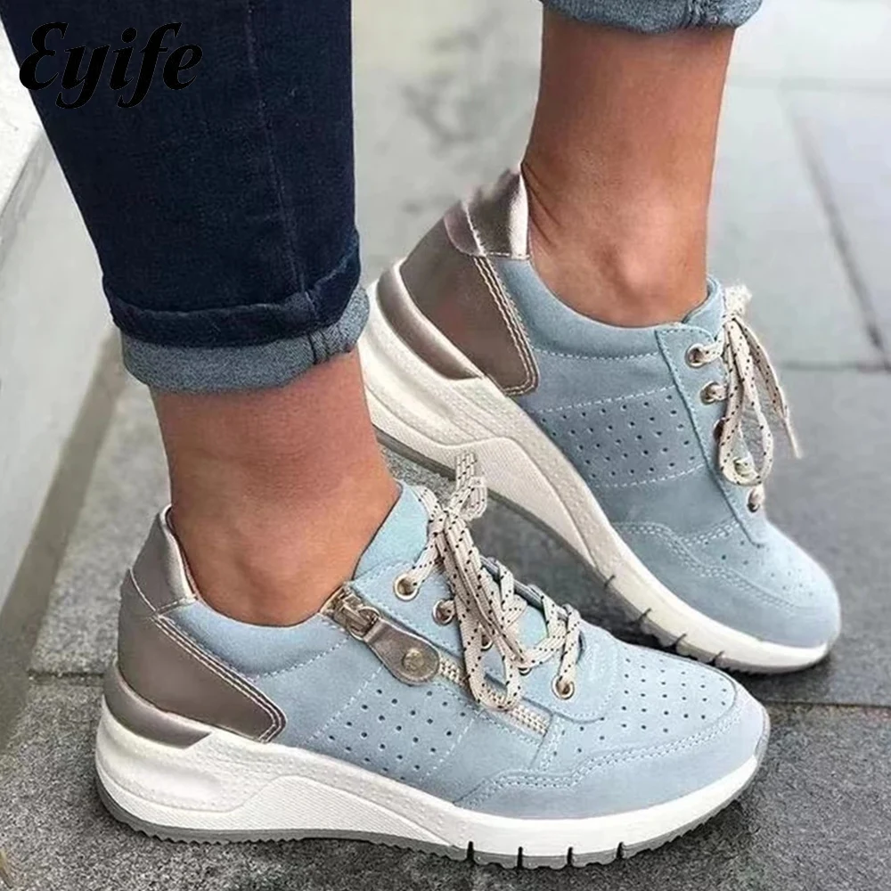 Top Trends: New Woman Vulcanize Shoes 2024 Spring Fashion Flower Ladies Wedge Lace Up Casual Shoes 35-43 Large-Sized Female Sneakers Shoppable Styles