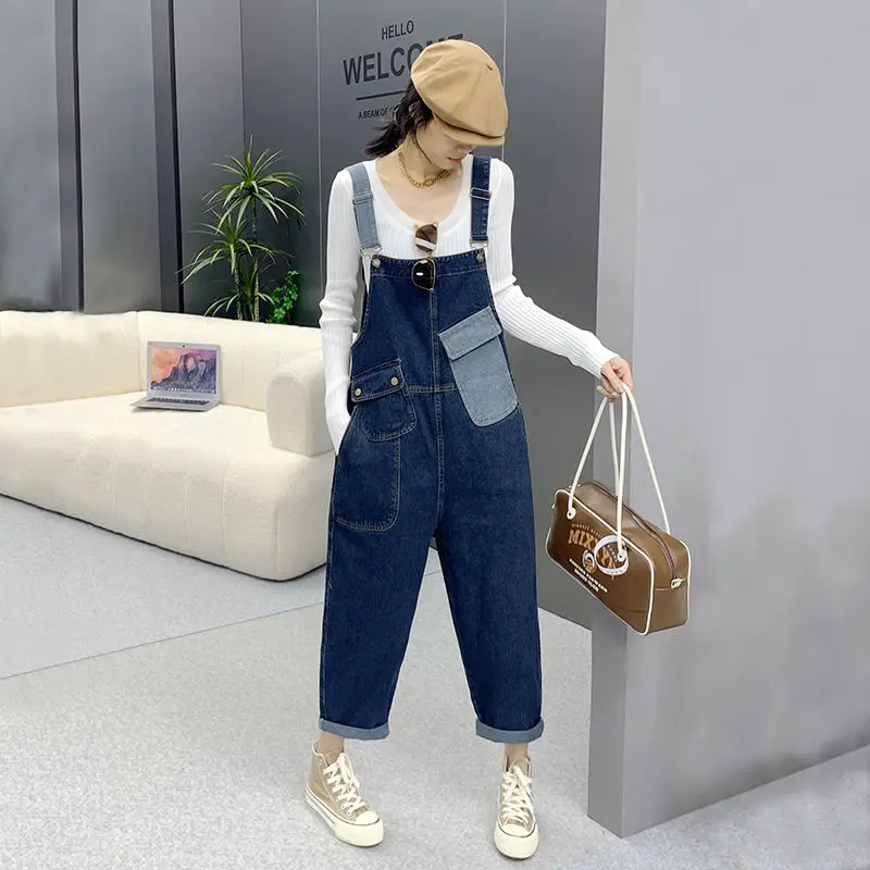 Top Trends: 2023 Autumn And Winter Women&#039;s New Fashion Korean Denim Strap Pants Loose And Casual 9-point Versatile Comfortable Jumpsuit Shoppable Styles