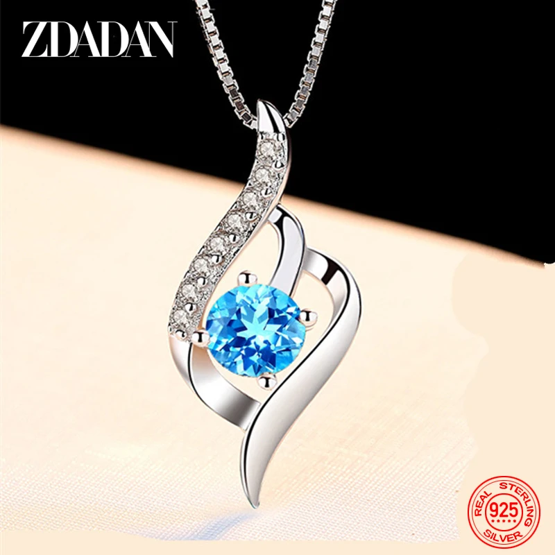 Top Trends: ZDADAN 925 Silver Blue Crystal Necklace Chain For Women Wedding Jewelry Shoppable Styles