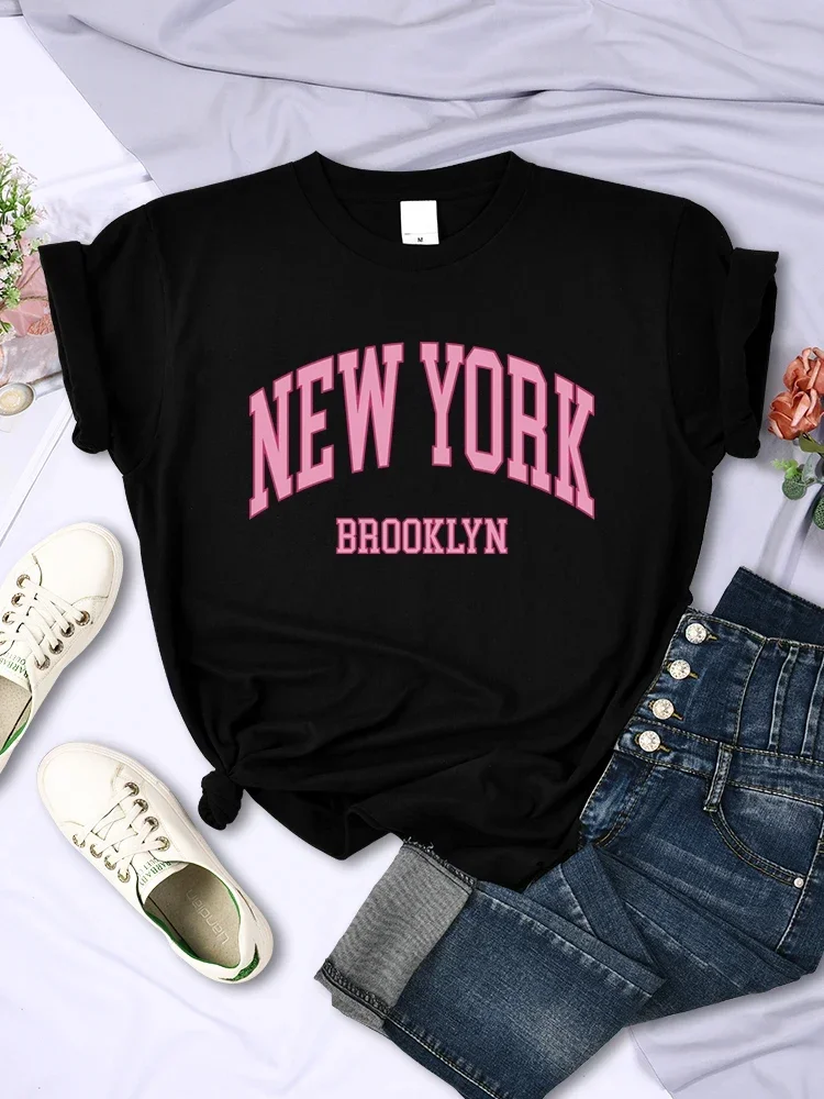 Top Trends: Summer York Brooklyn Pink City Letter Women Tshirt Street Breathable Short Sleeve Harajuku Cool Tee Shirt Casual T-Shirt Shoppable Styles