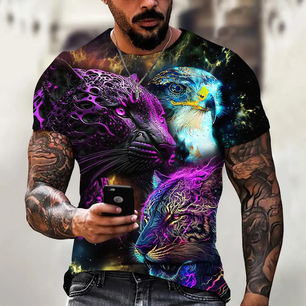 Top Trends: Vintage T-Shirts For Men 3D Eagle Print Short Sleeve Tops Summer Fashion Animal T Shirt Loose Oversized Tee Shirt Men Clothing Shoppable Styles