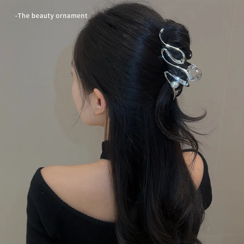 Top Trends: Ruoshui Woman Large Elegant Metal Silver Washing Face Hair Claws Novelty Hairpins Punk Style Barrettes Girls Hair Clips Hairgrip Shoppable Styles - Image 3